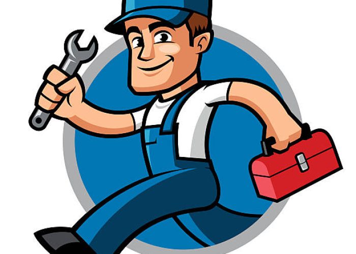 Plumber, he is running and carries a spanner in his hand